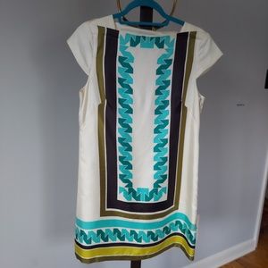 Milly 100% Silk Shift Dress - Unique Modern Geometric Pattern